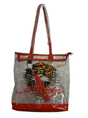 Ed Hardy Red Tiger Clear PVC Tote Bag- NEW